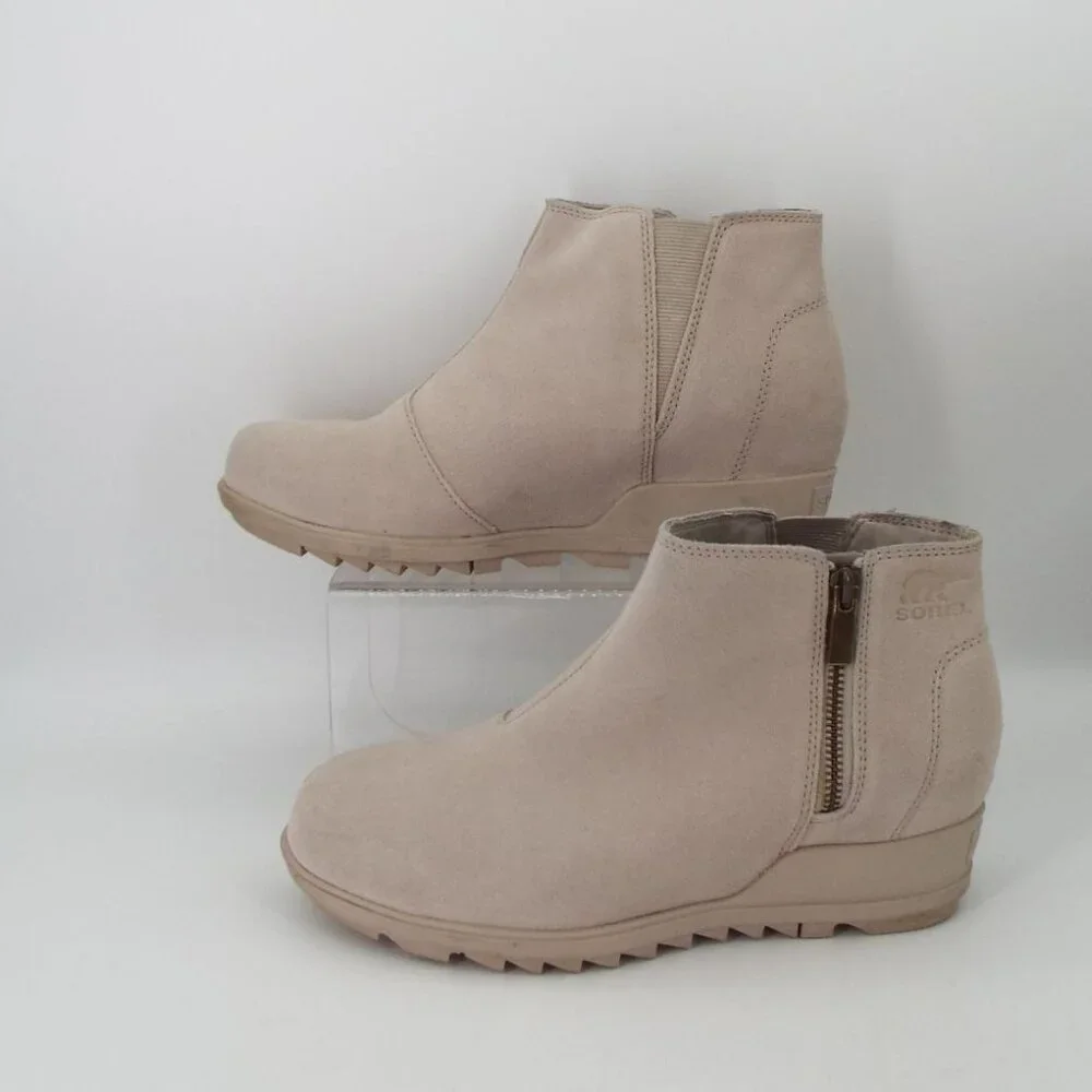 Sorel Evie II Zip Waterproof Suede Wedge Ankle Boots Size 9.5